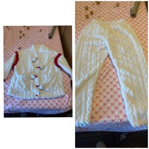 Cozy White and Red Pajama Set S